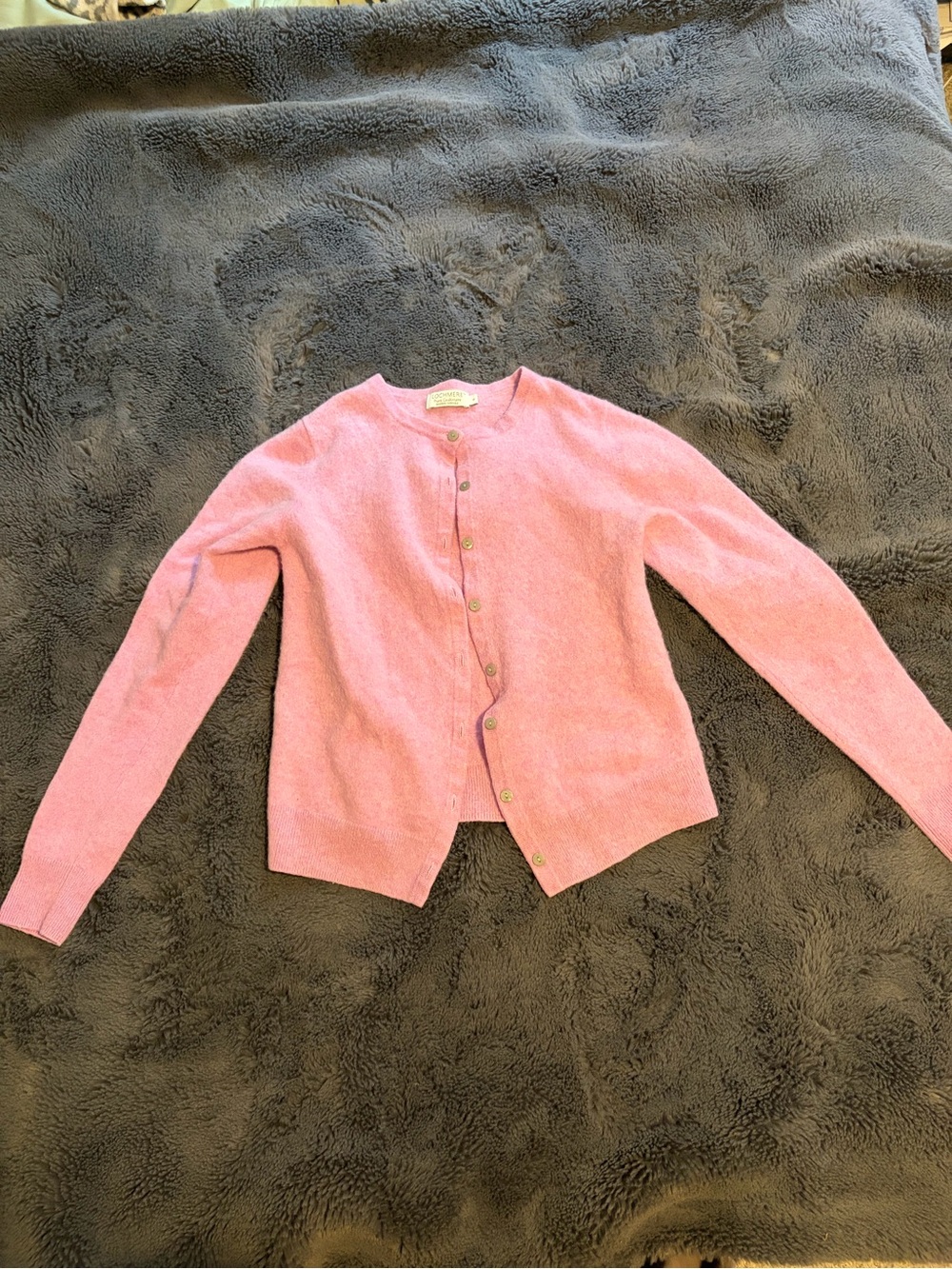 100% pure cashmere lilac pink Button-Up Cardigan